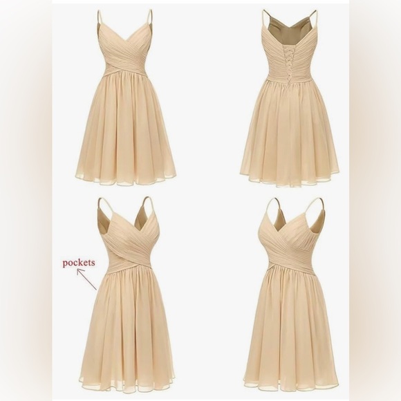 Women's Spaghetti Straps Homecoming Dresses, bridesmaids dress dusty rose size 8 - Picture 5 of 5